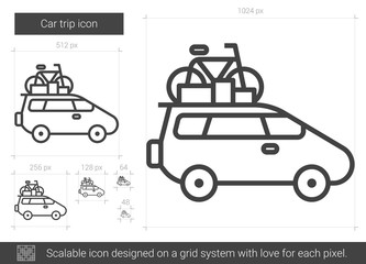 Sticker - Car trip line icon.