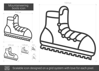 Wall Mural - Mountaineering boots line icon.