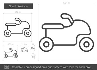 Sticker - Sport bike line icon.