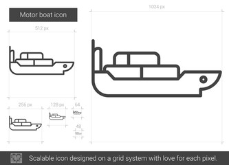 Sticker - Motor boat line icon.