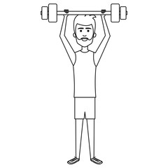 Poster - athletic man weight lifting character vector illustration design