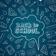 © ekyaky - Back to school doodles in chalkboard background