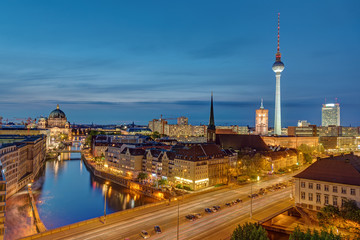 Wall Mural - The Alexanderplatz with the Television Tower in Berlin at night