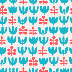 Aufkleber - seamless pattern with abstract flowers and leaves
