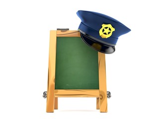 Wall Mural - Wooden chalkboard with police hat