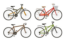 Bike, Bicycle Set Icons. Cycling, Transport Concept. Vector Illustration