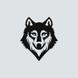 Wolf head black silhouette on solid background. Vector illustration.