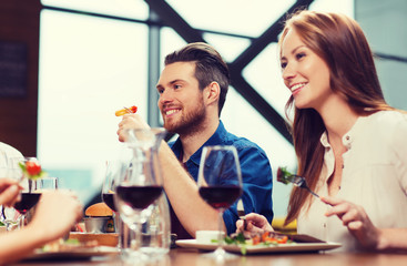 Poster - happy couple having dinner at restaurant