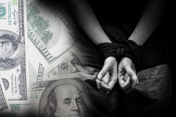 Trafficking concept with money background