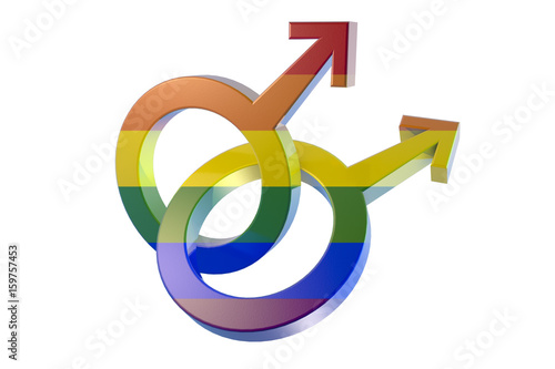 Gay Symbol In Rainbow Colors Two Male Symbols Crossed Representing