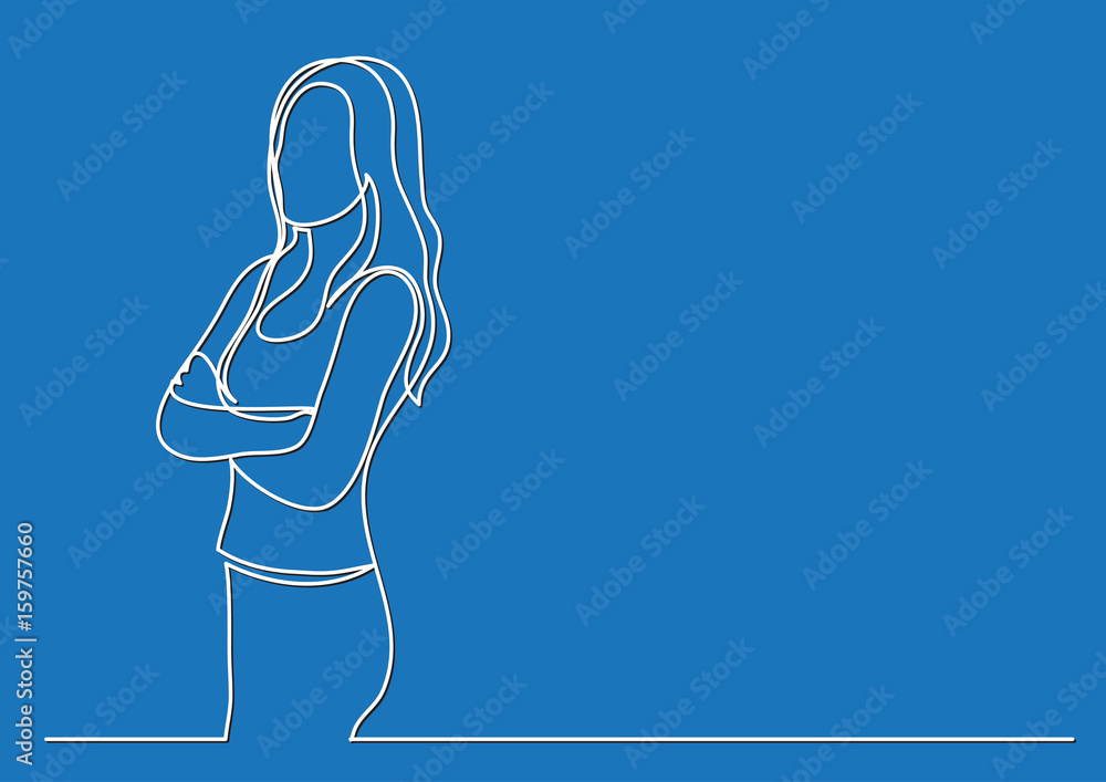 standing woman thinking - single line drawing Stock Vector | Adobe Stock