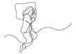 woman sleeping on pillow - single line drawing