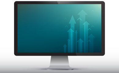 Sticker - computer monitor vector illustration with blue business screen.