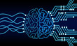 Artificial Intelligence Human Brain Processor Circuit. Cybernetic Brain. Machine Learning Technology Concept Illustration.