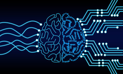 artificial intelligence human brain processor circuit. cybernetic brain. machine learning technology