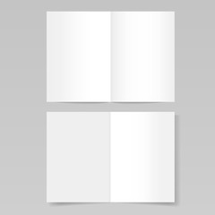 Horizontal orientation folded realistic blank sheets of paper mockup
