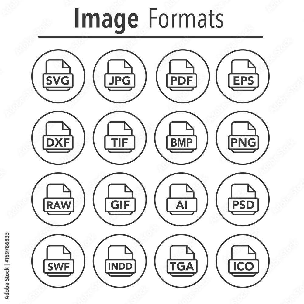 Icona Format Image format icons - PNG, JPG, EPS, PDF, SVG Stock Vector | Adobe Stock