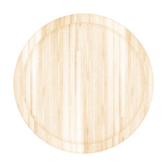 Wall Mural - wooden plate top view isolated on white background