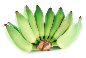 Poster - Green cultivated banana on white background.