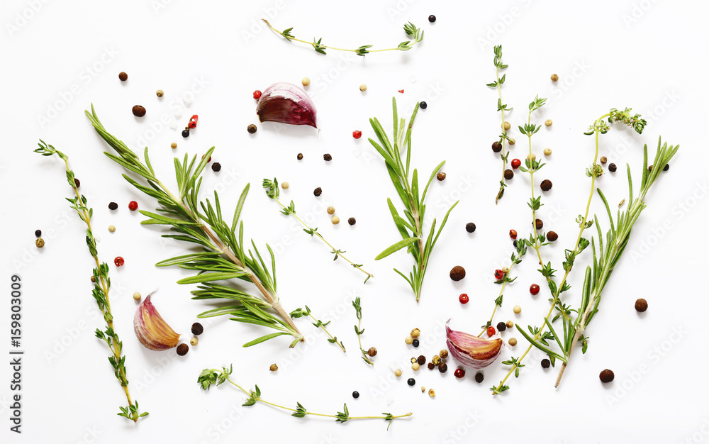 Herbs and spices - background for cooking - obrazy, fototapety, plakaty 