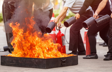 People in the conflagration preventive extinguisher training program, Safety concept