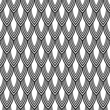 Abstract Seamless Pattern Of Leaves, Scales. Texture, Black On White Background. Vector Illustration.