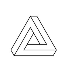 Poster - Penrose triangle icon. Geometric 3D object optical illusion. Black outline vector illustration.