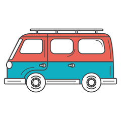 Sticker - van turism isolated icon vector illustration design