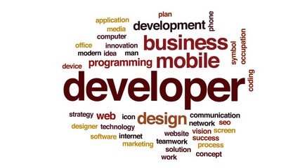 Wall Mural - developer animated word cloud, text design animation.