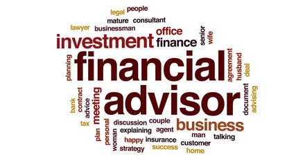 Sticker - Financial advisor animated word cloud, text design animation.