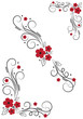 Set of floral composition with red flowers