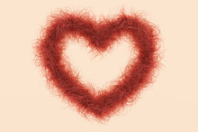 Heart Shape With Red Hair As Symbol Against The Female Shave