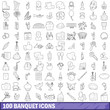 © ylivdesign - 100 banquet icons set, outline style