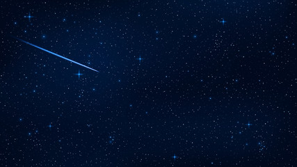 Wall Mural - a realistic starry sky with a blue glow. beautiful shooting star. the meteorite is falling. shining 
