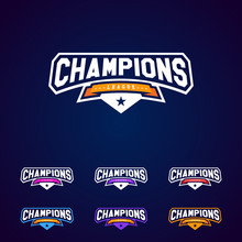 Set Of The Champion Sports League Logo Emblem Badge Graphic With Star