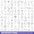 © ylivdesign - 100 festivity icons set, outline style