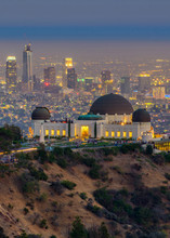 The Griffith Observatory And Los Angeles City Skyline At Twilight Time