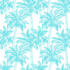 Seamless pattern with coconut palm trees