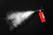 Vector Realistic Isolated Extinguisher With Foam For Decoration On The Transparent Background. Concept Of Firefighting, Protection And Fire Prevention.