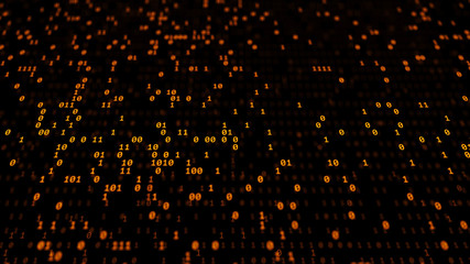 Wall Mural - 3d rendered loopable background. binary digits chaotic. matrix of changing from zero to one digits. 