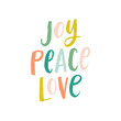 Vector Brush Lettering Joy Peace Love Greeting