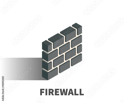 Fotografía Firewall icon, vector symbol in isometric 3D style isolated on white background
