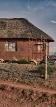  In Lesotho  Street Village Near  Mountain