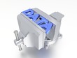 Metal vise compressing the word data technology concept