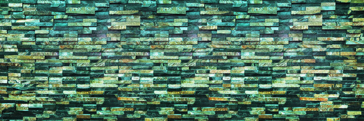 Fototapete - panorama of dark modern brick wall for background and design