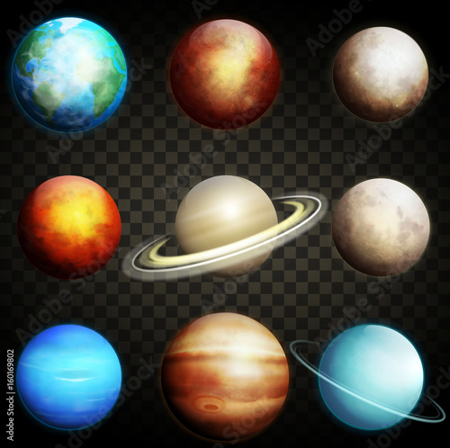 Fotomural Planets of the solar system isolated on a transparent background