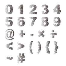 Black White Stipple Dots Texture Font Typographic Letters Number And Notation