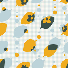 Aufkleber - seamless pattern with leaves and dots