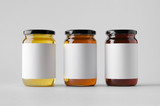Fototapeta  - Honey Jar Mock-Up - Three Jars. Blank Label