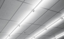 Warm White Fluorescent Or Neon Light On Ceiling